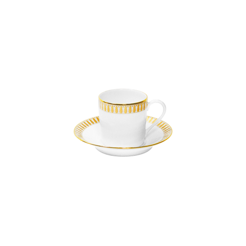 Set of 2 Coffee Cups and Saucers Plumes gold