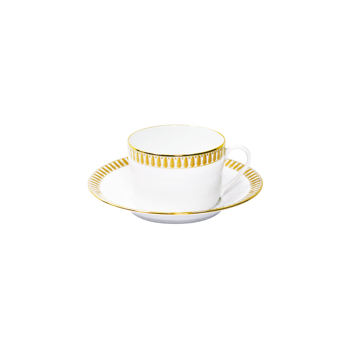 Set of 2 Teacups and Saucers Plumes gold