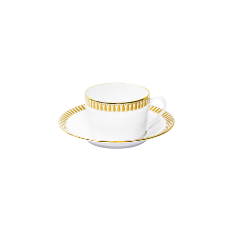 Set of 2 Teacups and Saucers Plumes gold