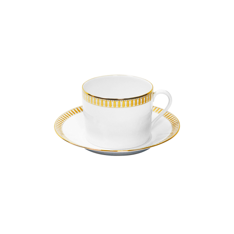 Set of 2 Cappuccino Cups and Saucers Plumes gold