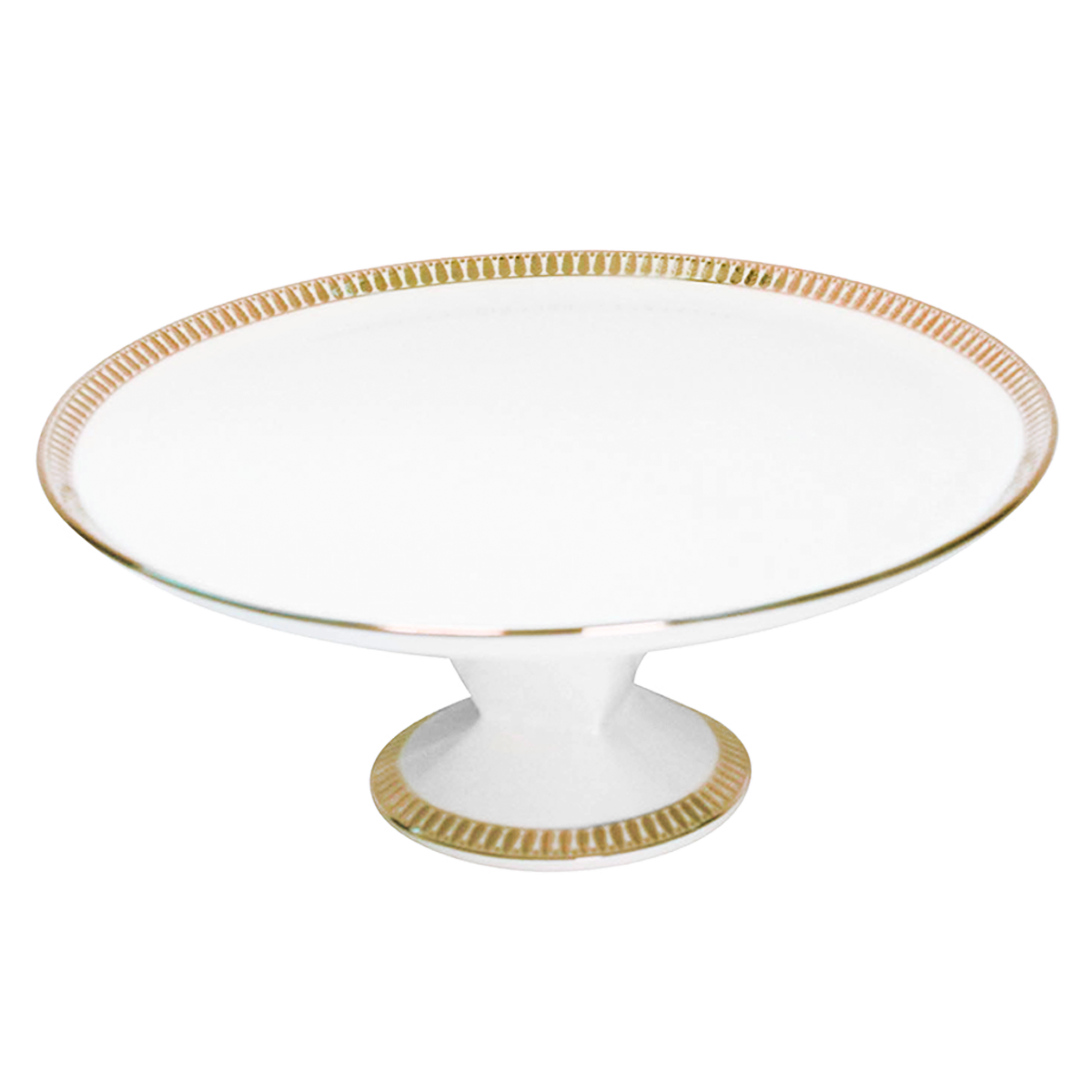 Set of 1 Footed Cake Platter Plumes gold