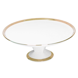 Set of 1 Footed Cake Platter Plumes gold
