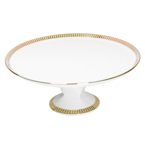 Set of 1 Footed Cake Platter Plumes gold