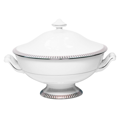 Set of 1 Soup Tureen Plumes platinum