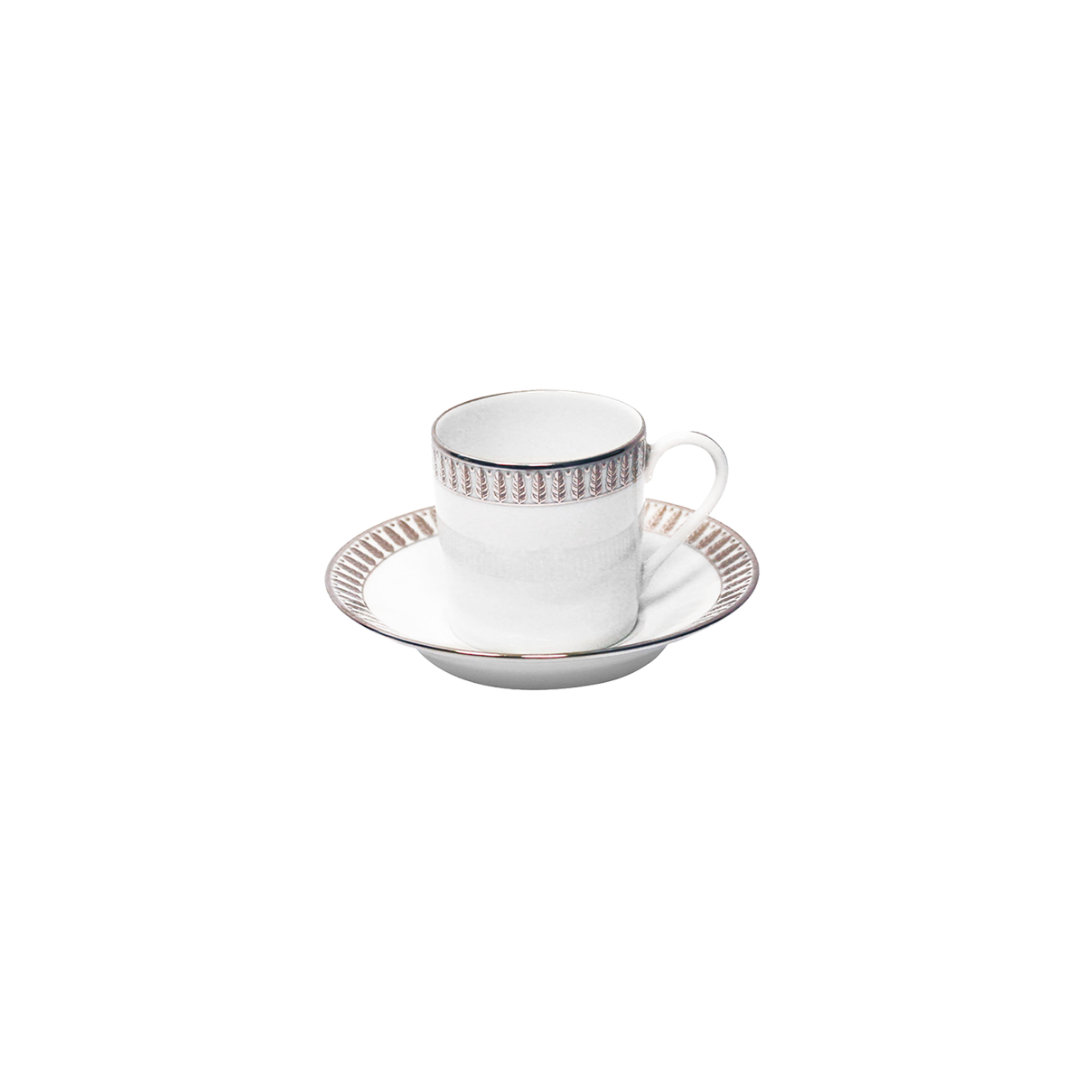 Set of 2 Coffee Cups and Saucers Plumes platinum
