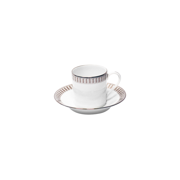 Set of 2 Coffee Cups and Saucers Plumes platinum