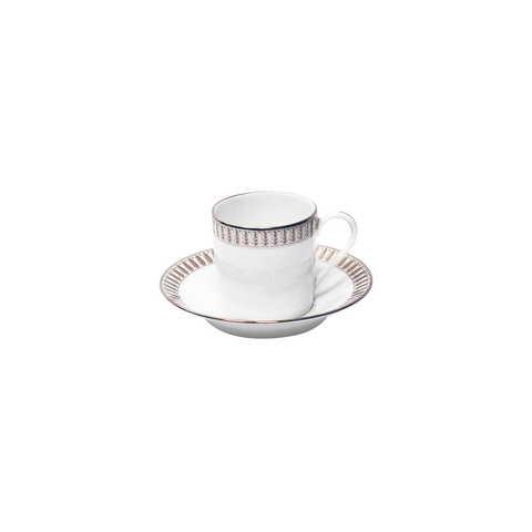 Set of 2 Coffee Cups and Saucers Plumes platinum
