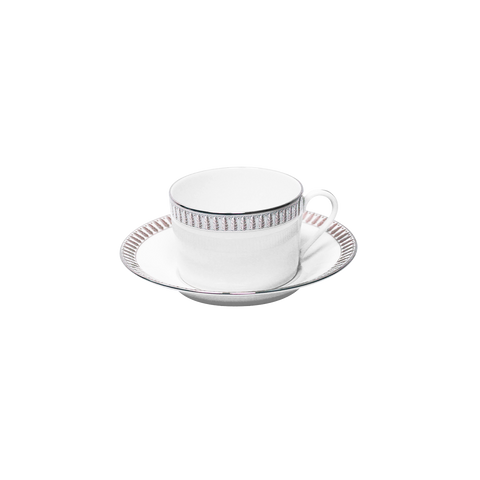 Set of 2 Teacups and Saucers Plumes platinum