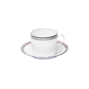 Set of 2 Cappuccino Cups and Saucers Plumes platinum