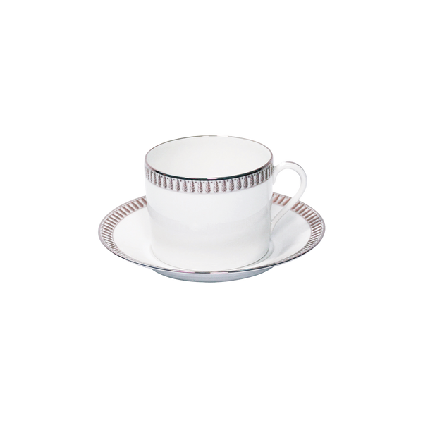 Set of 2 Cappuccino Cups and Saucers Plumes platinum