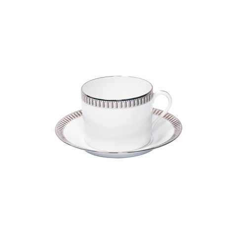 Set of 2 Cappuccino Cups and Saucers Plumes platinum