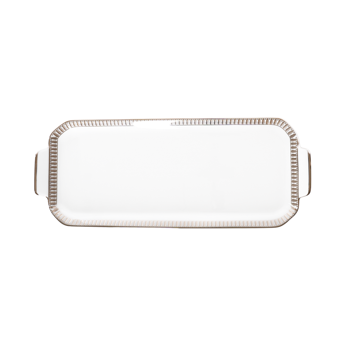 Set of 1 Oblong Cake Platter Plumes platinum