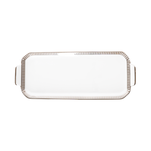 Set of 1 Oblong Cake Platter Plumes platinum
