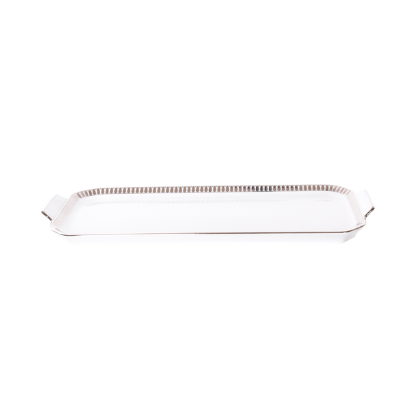 Set of 1 Oblong Cake Platter Plumes platinum
