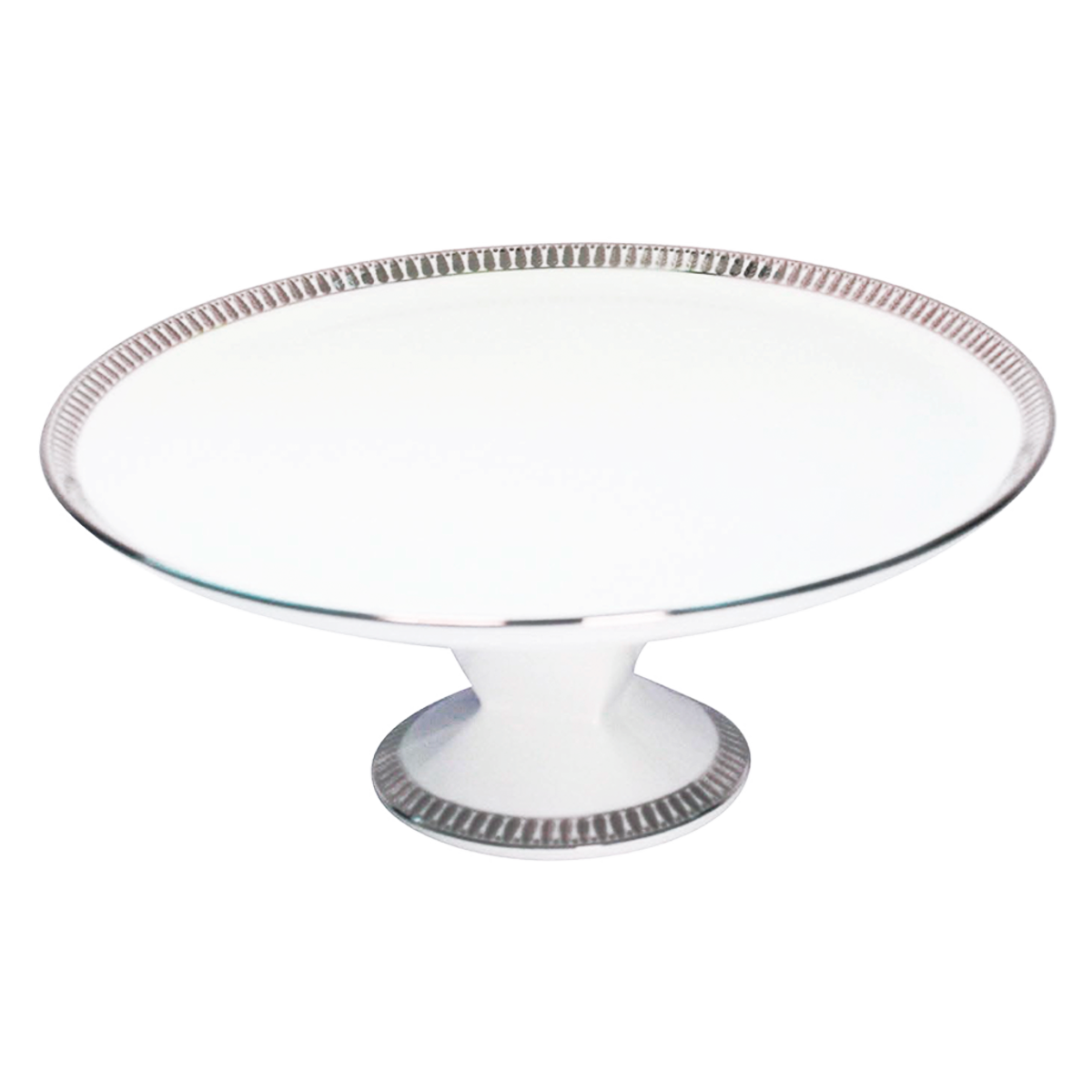 Set of 1 Footed Cake Platter Plumes platinum