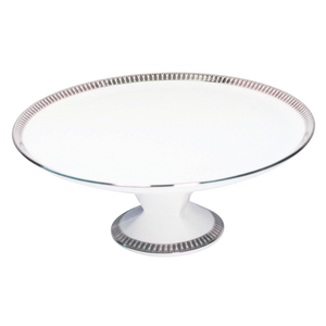 Set of 1 Footed Cake Platter Plumes platinum
