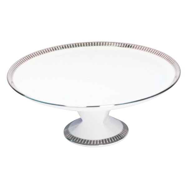 Set of 1 Footed Cake Platter Plumes platinum