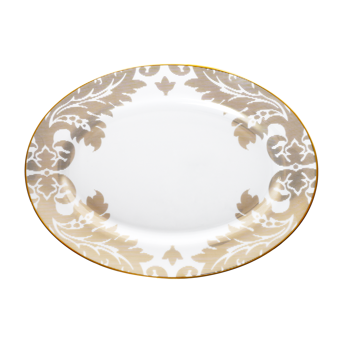 Set of 1 Oval Dish Damassé white - Ritz Paris