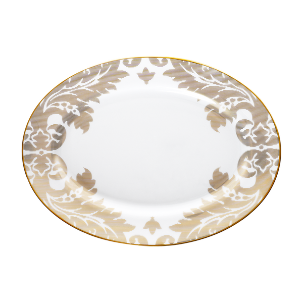 Set of 1 Oval Dish Damassé white - Ritz Paris
