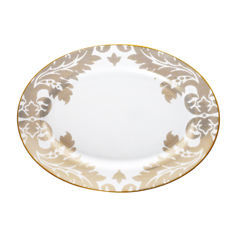 Set of 1 Oval Dish Damassé white - Ritz Paris