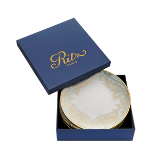 Set of 4 Dessert Plates Damassé white - Ritz Paris