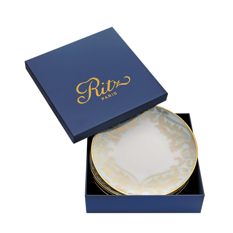 Set of 4 Dessert Plates Damassé white - Ritz Paris