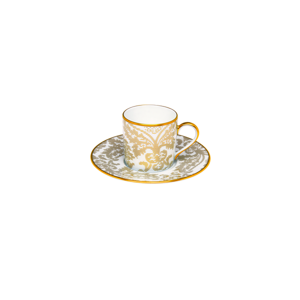 Set of 2 Coffee Cups and Saucers Damassé white - Ritz Paris