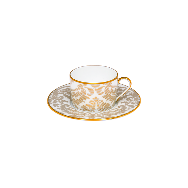 Set of 2 Teacups and Saucers Damassé white - Ritz Paris