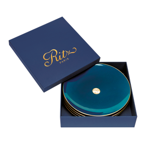 Set of 4 Dessert Plates Damassé blue - Ritz Paris