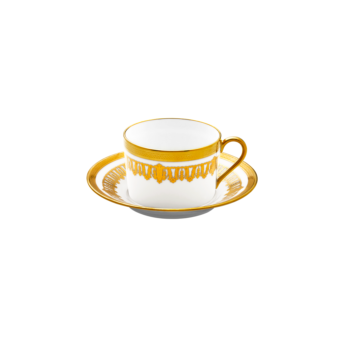 Set of 2 Teacups and Saucers Saint Honoré white gold