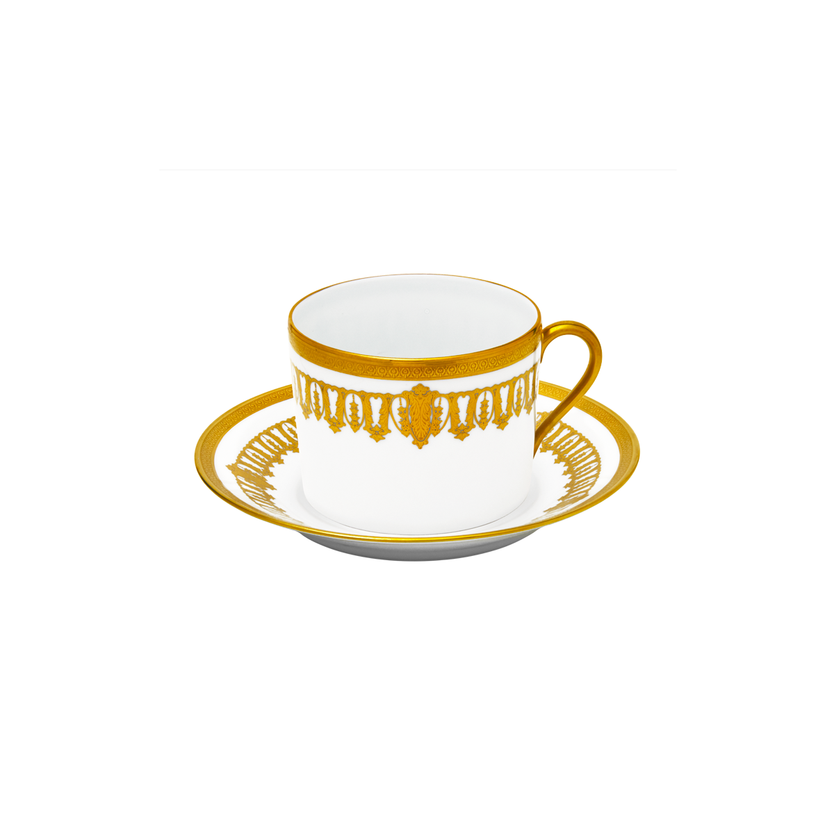 Set of 2 Cappuccino Cups and Saucers Saint Honoré white gold