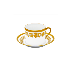 Set of 2 Cappuccino Cups and Saucers Saint Honoré white gold