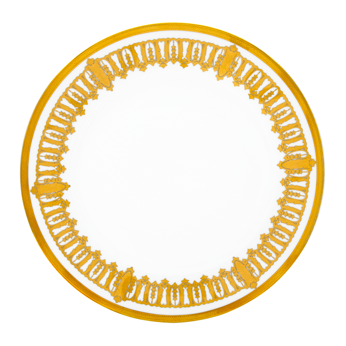 Set of 2 Large Dinner Plates Saint Honoré white gold