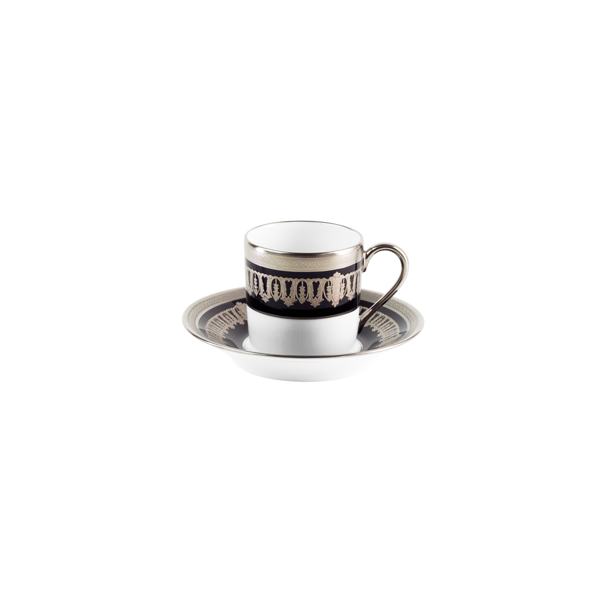 Set of 2 Coffee Cups and Saucers Saint Honoré black platinum