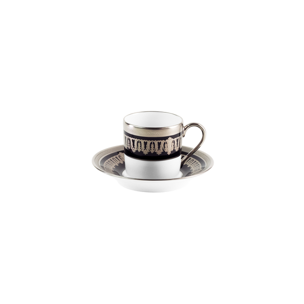 Set of 2 Coffee Cups and Saucers Saint Honoré black platinum