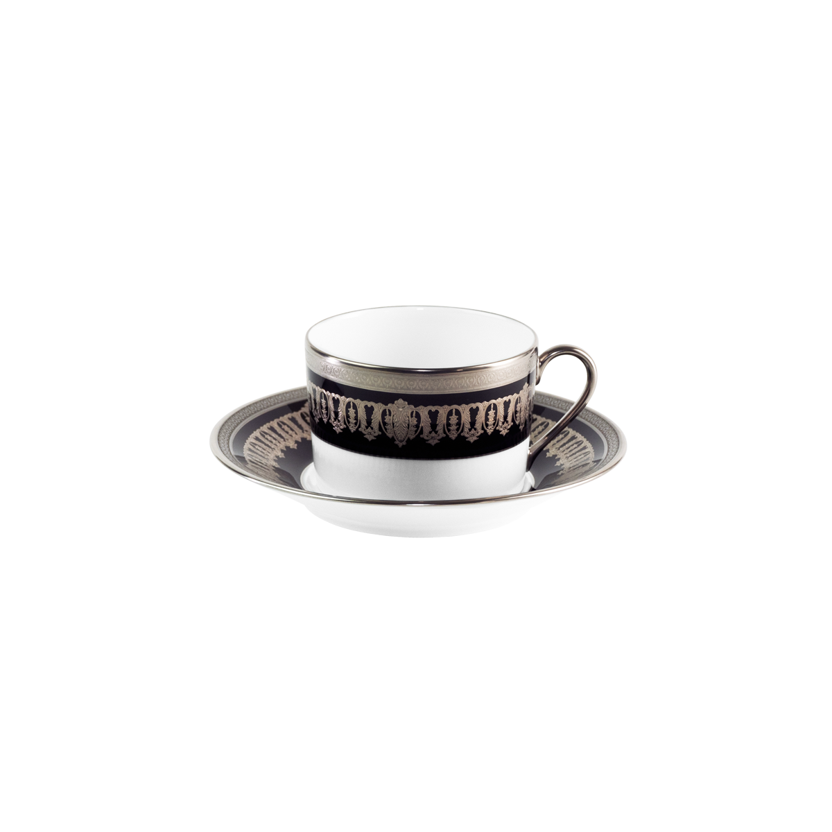 Set of 2 Teacups and Saucers Saint Honoré black platinum