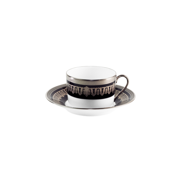 Set of 2 Teacups and Saucers Saint Honoré black platinum