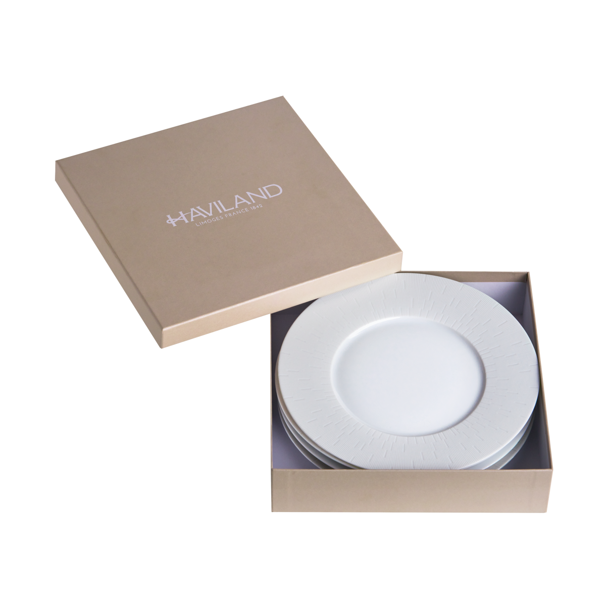 Set of 4 Dessert Plates Infini white