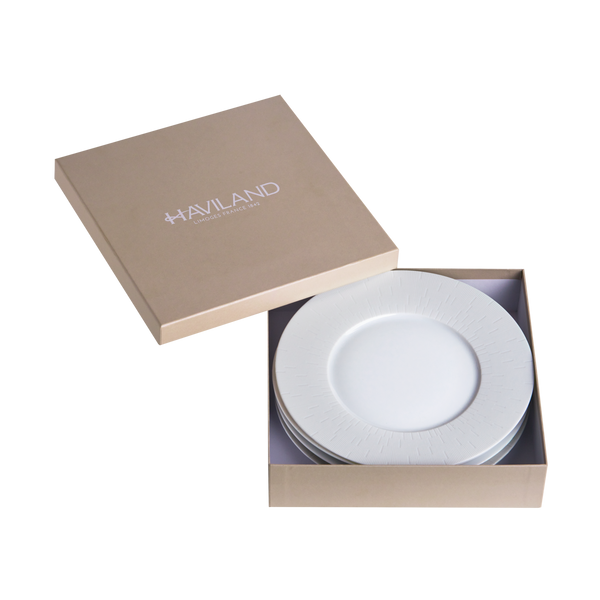 Set of 4 Dessert Plates Infini white