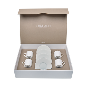 Set of 4 Coffee Cups Saucers Infini white