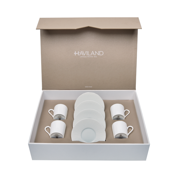 Set of 4 Coffee Cups Saucers Infini white