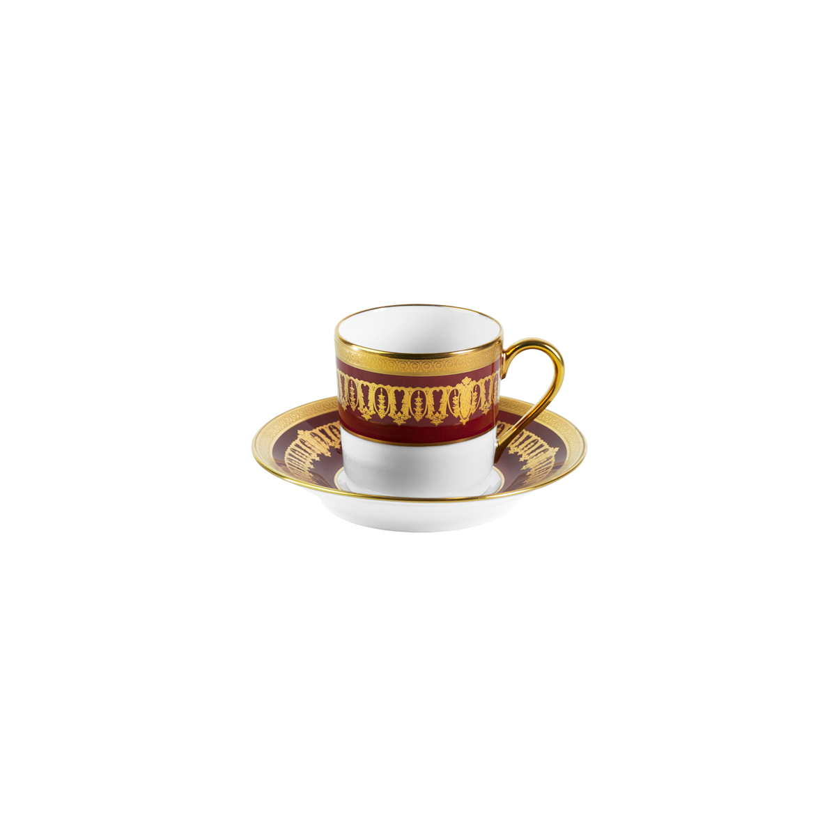 Set of 2 Coffee Cups and Saucers Saint Honoré cherry gold