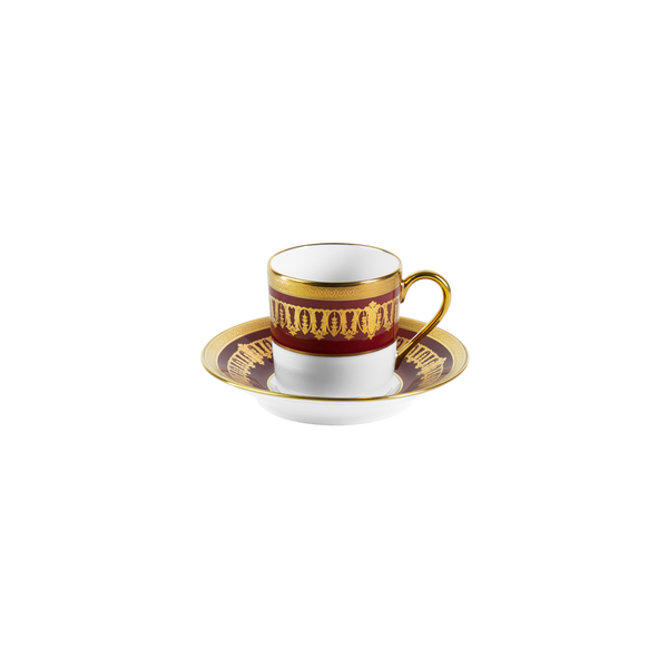 Set of 2 Coffee Cups and Saucers Saint Honoré cherry gold