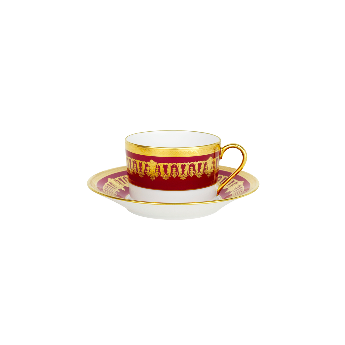 Set of 2 Teacups and Saucers Saint Honoré cherry gold