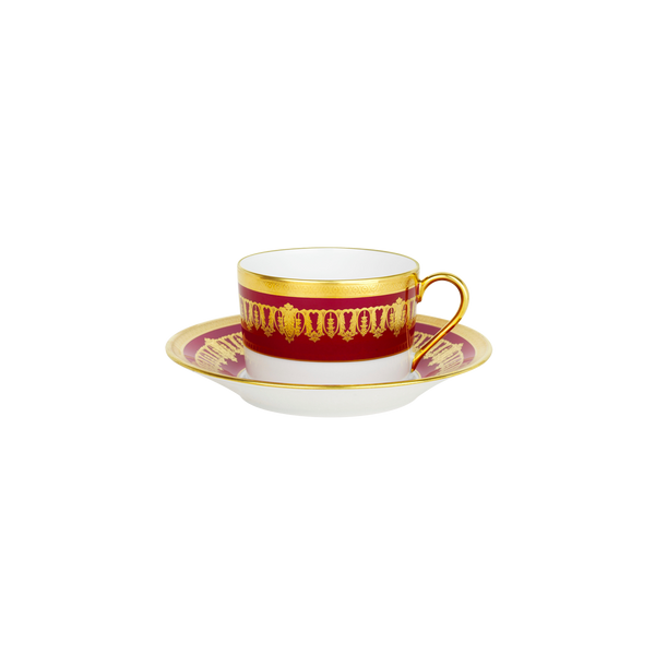 Set of 2 Teacups and Saucers Saint Honoré cherry gold