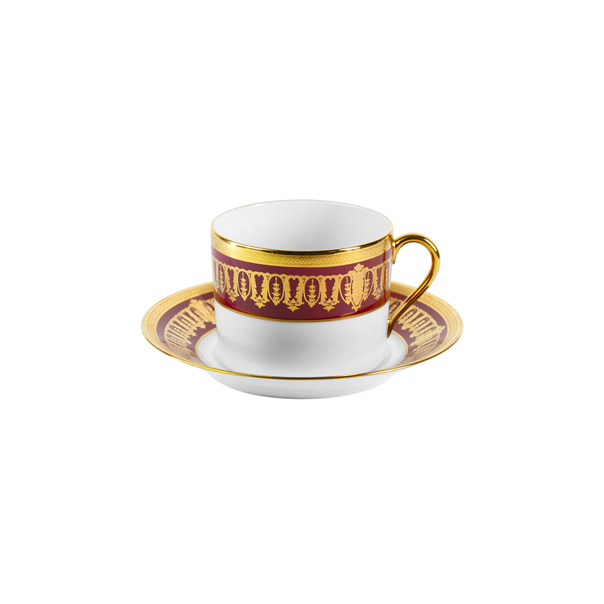 Set of 2 Cappuccino Cups and Saucers Saint Honoré cherry gold