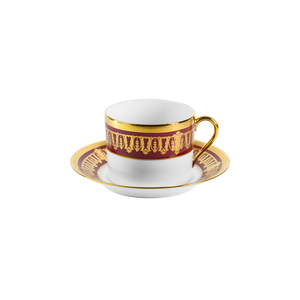Set of 2 Cappuccino Cups and Saucers Saint Honoré cherry gold