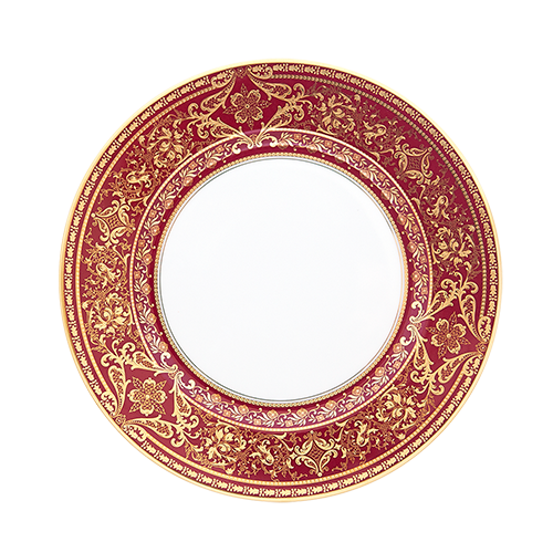 Set of 2 Large Dinner Plates Matignon cherry gold
