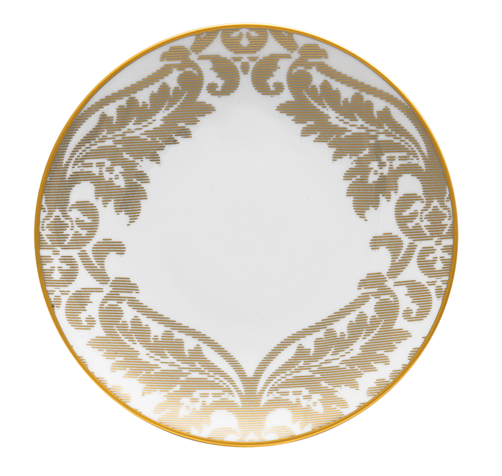 Set of 2 Large Dinner Plates Damassé white - Ritz Paris