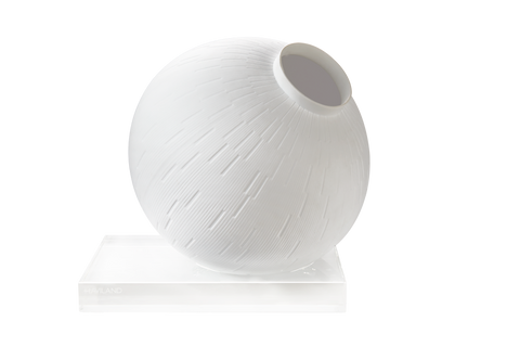 Sphere Vase Optical Glass Base Infini white